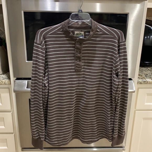 Eddie Bauer sport shop soft 100% cotton size tall large brown with white stripes - Picture 4 of 16